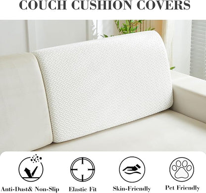 Sofa Covers Couch Covers for Sofa Pet Friendly Couch Cushion Covers Universal Sofa Covers Washable Stretch Slipcovers for Sectional Sofa (Texture Ivory White,Back Cover L)