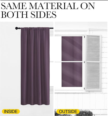 NICETOWN Blackout Curtains for Living Room, Plum, 2 Panels, 42 by 63, Darkening Window Curtain Panels, Easy-Care Solid Thermal Insulated Draperies/Drapes for Daughter Room