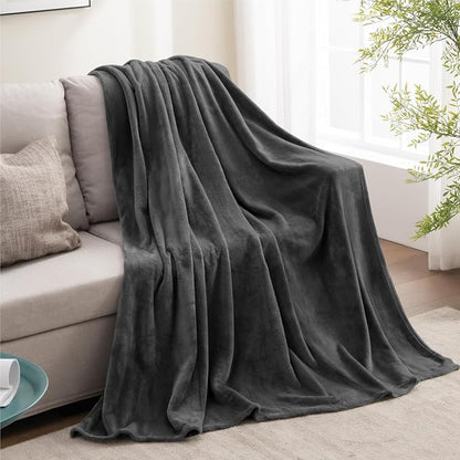 BEDELITE Fleece Blanket Charcoal Grey Throw Blankets for Couch & Bed, Luxury Plush Cozy Fuzzy 50x60 inches, Super Soft Warm Lightweight Throw for Travel Camping