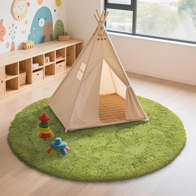 yulidayang Fluffy Round Area Rugs for Bedroom,4'X4'Shag Circle Area Rugs for Living Room,Non Slip Fuzzy Plush Rug for Kids Room Boys Girls Room and Dorm Home Decor Rug