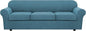 4 Piece Stretch Sofa Covers for 3 Cushion Couch Covers for Living Room Furniture Slipcovers (Base Cover Plus 3 Seat Cushion Covers) Upgraded Thicker Jacquard Fabric (XL Sofa, Storm Blue)