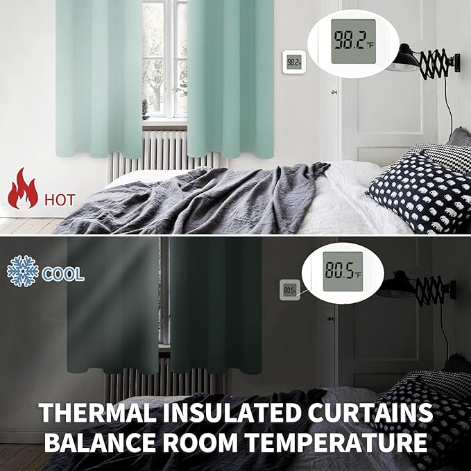 BGment Blackout Curtains - Grommet Thermal Insulated Room Darkening Bedroom and Living Room Curtains, Set of 2 Panels (52 x 63 Inch, Frosty Green)