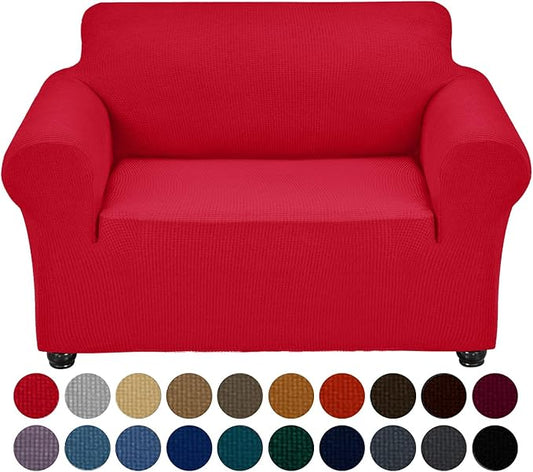 Joccun Stretch Chair Couch Cover,1-Piece Sofa Slipcover Spandex Jacquard Fabric Sofa Covers with Elastic Bottom,Washable Furniture Protector for Dogs,Cats,Kids(Armchair,Ruby)