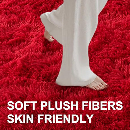 4x6 Ft Red Shag Rugs for Bedroom Living Room Decor, Ultra Soft Fluffy Furry Area Rug for Indoor Floor, Aesthetic Carpet for Home Nursery Dorm Decor