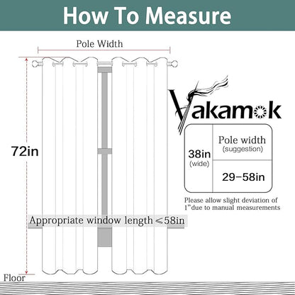 Yakamok Room Darkening Gray Blackout Curtains Thermal Insulated Grommet Curtain Panels for Bedroom, 38W x 72L, Grey, 2 Panels