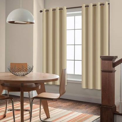 Yakamok Blackout Curtains Room Darkening Thermal Insulated Grommet top Window Curtains for Living Room, 52 x 72Inch, Beige, Set of 2