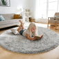 yulidayang Soft Round Area Rug for Kids Bedroom, Fluffy Fuzzy Shaggy Rug 4'X4'for Living Room, Non Slip Circle Plush Rug for Girls Room Nursery Dorm Decor,Light Grey