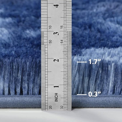 Shag Area Rug, 4 X 6 Plush Fuzzy Rugs for Living Room, Ultra Soft Fluffy Furry Rug for Bedroom, Indoor Carpet Nursery Rugs for Kids Room Home Decor, Tie-Dyed Navy Blue
