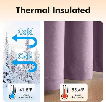 MIULEE Velvet Curtains Lavender Light Purple Elegant Grommet Thermal Insulated Soundproof Room Darkening Curtains/Drapes for Classical Living Room Bedroom Decor 52 x 96 Inch Set of 2
