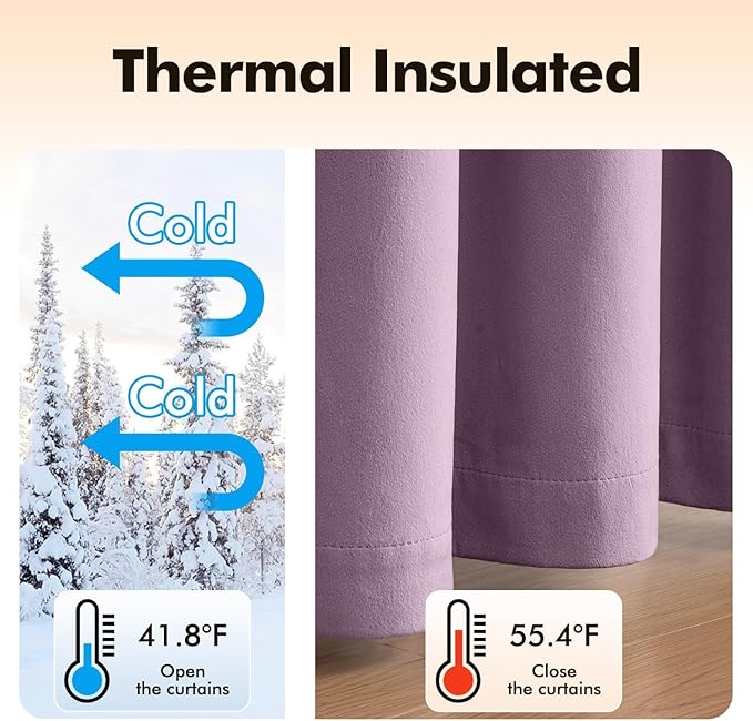 MIULEE Velvet Curtains Lavender Light Purple Elegant Grommet Thermal Insulated Soundproof Room Darkening Curtains/Drapes for Classical Living Room Bedroom Decor 52 x 90 Inch Set of 2