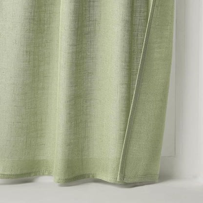 MIULEE Sage Green Kitchen Curtains 36 Inch Length 2 Panels, Soft Thick Linen Textured Semi Sheer Light Filtering Short Cafe Tier Curtains for Small Half Window Bathroom Laundry Back Tab Rod Pocket