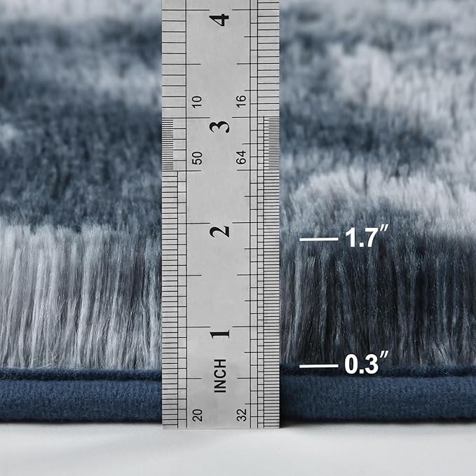 Deerhoo Shag Area Rug, 4 X 6 Tie-Dyed Plush Fuzzy Rugs for Living Room, Ultra Soft Fluffy Furry Rug for Bedroom, Indoor Carpet Nursery Rugs for Kids Room Home Decor, Blue and Grey