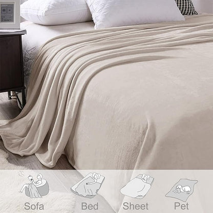 Exclusivo Mezcla Fleece Throw XL Blanket for Couch, Sofa, Super Soft and Warm Camel Blankets, All Season, Cozy, Plush, Lightweight, 50x70 Inches