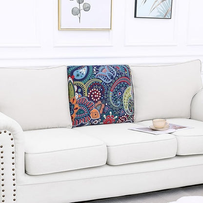 Smiry Printed Couch Cushion Covers, Stretch Soft Couch Covers for Sofa, Washable Non-Slip Sofa Slipcover Furniture Protector for Indoor and Outdoor (Backrest M, Blue Green)