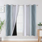 Estelar Textiler Stone Blue and Greyish White Blackout Curtains & Drapes for Bedroom, Thermal Insulated Ombre Blackout Drapes, Room Darkening Energy Saving Curtains for Living Room, 42Wx63L, 2 Panels