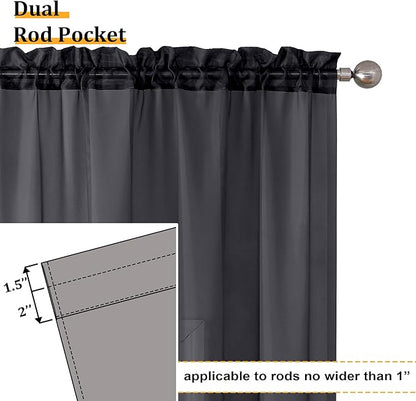 Aiyufeng Voile Sheer Black Curtains - Transparent Light Weight Soft Window Treatment Curtain Panels with Rod Pocket Top for Patio Door/Living Room (W59 x L96, 2 Panels), Black
