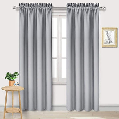 DWCN Blackout Curtains Room Darkening Thermal Insulated Bedroom Curtains Window Curtain Panels, 38 x 84 inches Long, Set of 2 Silver Grey Rod Pocket Drapes