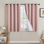 H.VERSAILTEX Linen Curtains 100% Blackout Curtains for Bedroom 45 inch Long Full Light Blocking Nature Linen Blended Window Curtains for Living Room Nickel Grommet (2 Panels, Heathered Baby Pink)