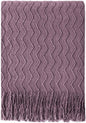 BOURINA Dark Lavender Throw Blanket 50 x90 Inches Textured Solid Soft Sofa Throw Bed Runner Knitted Decorative Blanket