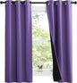 NICETOWN 100% Blackout Short Curtains with Black Liners, 2 Panels, 37" W by 60" L, Lilac Purple, Thermal Insulated Full Blackout 2-Layer Lined Drapes, Energy Efficiency Window Draperies for Bedroom