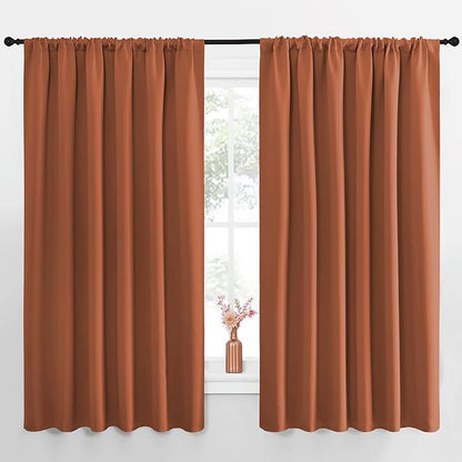 NICETOWN Blackout Curtains for Bedroom, Blackout Curtain Panels, Burnt Orange, 1 Pair, 70 by 63-inch, Window Treatment Energy Saving Thermal Insulated Solid Rod Pocket Blackout Drapes/Draperies