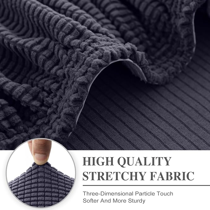 Chaise Couch Cushion Cover Washable Separate Seat Stretch Sectional Sofa Slipcover (1 Piece for Chaise or Sofa 3-Seater, Dark Grey)