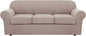 H.VERSAILTEX 4 Piece Stretch Sofa Covers for 3 Cushion Couch Covers for Living Room Slipcovers (Base Cover Plus 3 Seat Cushion Covers) Upgraded Thicker Jacquard Fabric (Sofa, Sand)