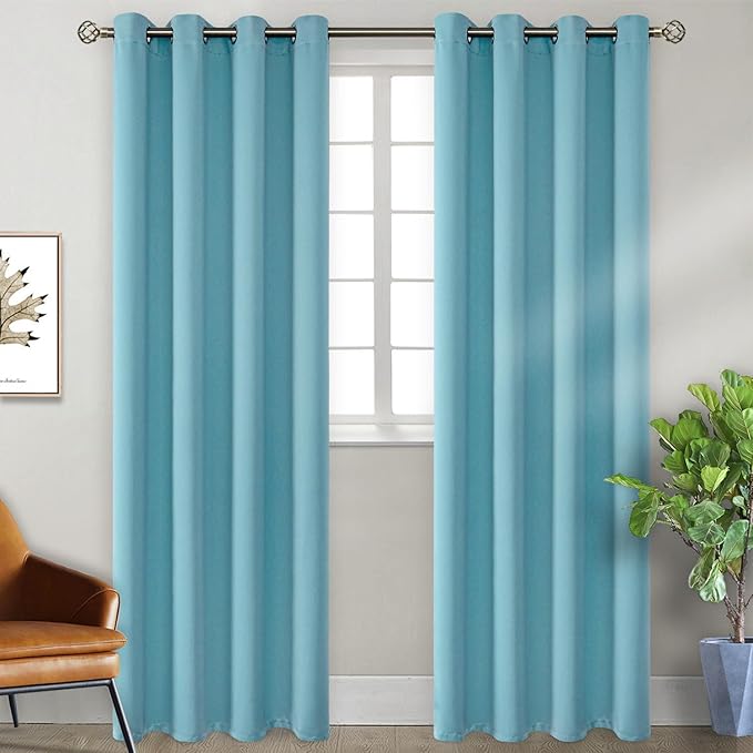 BGment Blackout Curtains - Grommet Thermal Insulated Room Darkening Bedroom and Living Room Curtains, Set of 2 Panels (52 x 120 Inch, Aqua)