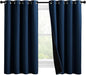 NICETOWN 100% Blackout Curtains with Black Liners, Thermal Insulated Full Blackout 2-Layer Lined Drapes, Noise Cancellation Window Draperies for Dining Room (Moroccan Blue, 2 Panels, 55" W by 57" L)