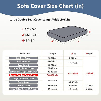 Couch Cushion Covers for Sofa Couch Covers Wear-Resistant Universal Sofa Cover Washable Stretch for Sectional Slipcovers (Texture-Blue,Large Double Seat Cover)