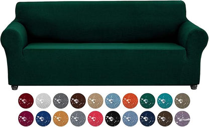 Joccun Christmas Stretch Couch Cover Slipcovers, 1-Piece Sofa Covers for 3 Cushion Couch Spandex Jacquard Washable Furniture Protector Cover for Living Room,Kids,Pets(Sofa,Hunter)