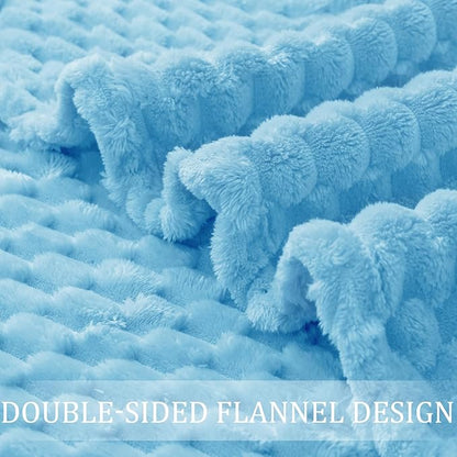Exclusivo Mezcla Fleece Twin Blanket for Bed, Extra Large Fuzzy Blue Bed Blankets, Soft Cozy Plush Sofa Throws for All Seasons, 60x80 Inches