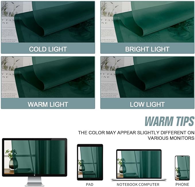 Green Sheer Curtains 90 Inches Long 2 Panels, Light Filtering Solid Sheer Curtains for Christmas, Lightweight Soft Airy Voile Sheer Drapes, Dual Rod Pocket, Hunter Green, 2x42Wx90L Inches