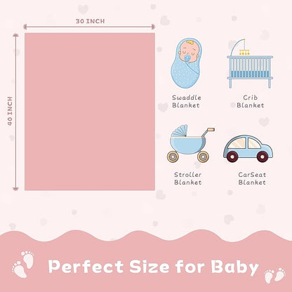 Yurhap Fleece Baby Blanket Heart Checkered Blanket, Ultra Soft Cozy Baby Blankets for Girls Boys, Fluffy Infant Toddler Newborn Receiving Blankets for Crib Stroller 30”×40” (Dark Pink)