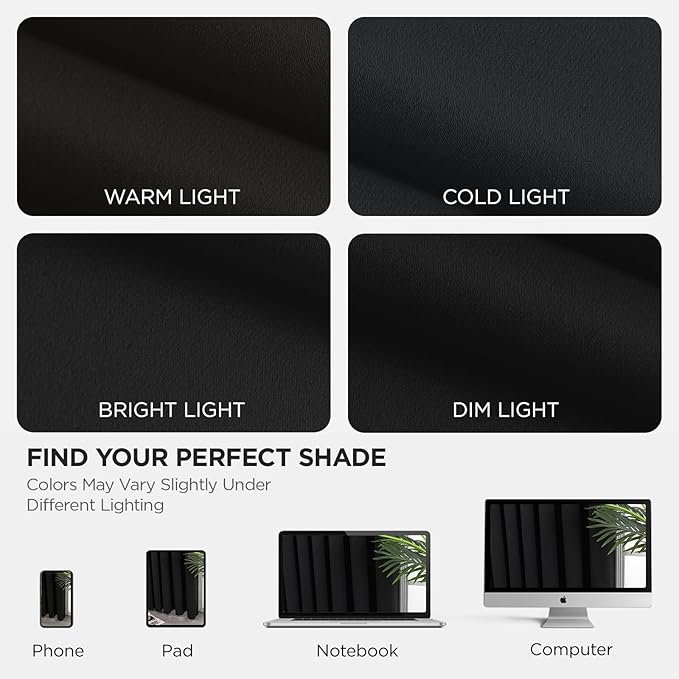 Joydeco Blackout Patio Sliding Door Curtains 90 Inches Long, Grommet Privacy Room Divider Curtains, Extra Wide Thermal Blackout Drapes for Bedroom Living Room (Black, 70Wx90L, 1 Panel)