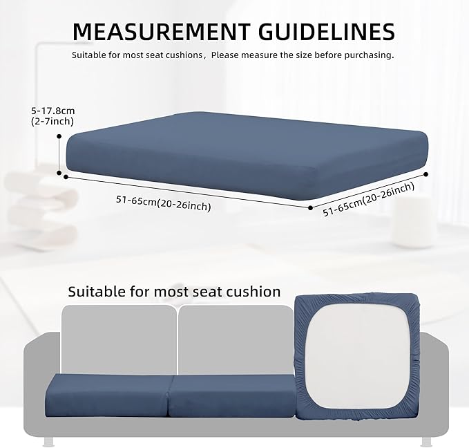 8Pcs Outdoor Cushion Covers, Patio Cushion Covers,Stretch Elastic Slipcovers, Replacement Washable & Reusable Furniture Protector for Patio Couch (Grey Blue,Cover Only)