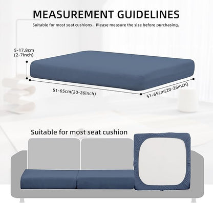 8Pcs Outdoor Cushion Covers, Patio Cushion Covers,Stretch Elastic Slipcovers, Replacement Washable & Reusable Furniture Protector for Patio Couch (Grey Blue,Cover Only)