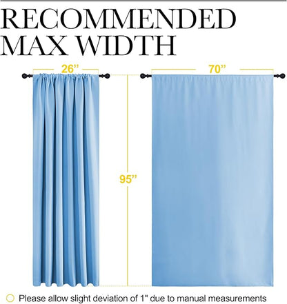 NICETOWN 2 Panels Blackout Curtains, Rod Pocket Thermal Insulated Drapess for Bedroom, Privacy Protection Easy-Care Heavy Duty Curtains for Living Room/Dining Room, W70 x L95 inches, Blue