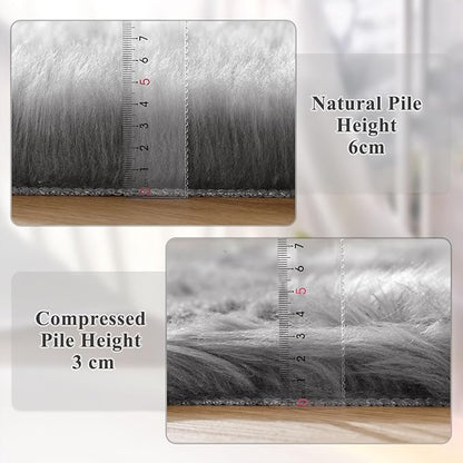 ORINOVA Gray Furry 5x7 Area Rugs for Bedrooms Faux Sheepskin Fur Rug Washable Carpet for Living Room Shag Nursery Rug