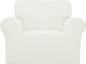 Easy-Going Stretch Chair Sofa Slipcover 1-Piece Couch Sofa Cover Furniture Protector Soft with Elastic Bottom for Kids, Pet. Spandex Jacquard Fabric Small Checks (Chair, Cream)