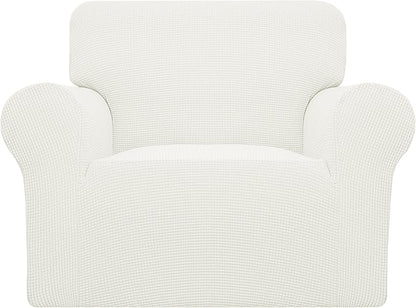 Easy-Going Stretch Oversized Chair Sofa Slipcover 1-Piece Couch Sofa Cover Furniture Protector Soft with Elastic Bottom for Kids Spandex Jacquard Fabric Small Checks Cream