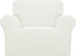 Easy-Going Stretch Oversized Chair Sofa Slipcover 1-Piece Couch Sofa Cover Furniture Protector Soft with Elastic Bottom for Kids Spandex Jacquard Fabric Small Checks Cream