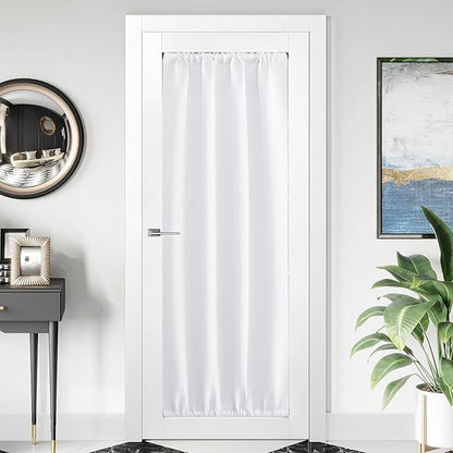NICETOWN 1 Panel Blackout Door Curtain, Thermal Insulated Privacy Window Covering for Patio French Front Door Sidelight Curtain, Rod Pocket and Ceiling Track, W36 x L72 inch, Pure White