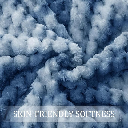 Exclusivo Mezcla Fleece Throw Blanket for Couch, Extra Large Fuzzy Tie-dye Stone Blue Bed Blankets, Soft Cozy Plush Sofa Throws for All Seasons, 50x70 Inches