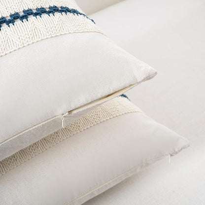 Fancy Homi Set of 1 Boho Teal Lumbar Decorative Throw Pillow Cover 12x20 Inch for Couch Bed Sofa Chair, Modern Organic Farmhouse Home Decor, Soft Cotton Cute Accent Rectangle Cushion Case