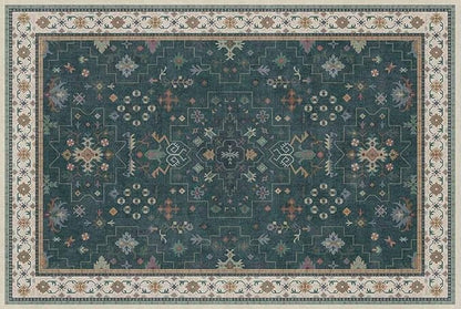 Dark Green 2x3 Door Mat Indoor Entrance Rug - Small Throw Area Rugs for Entryway, Kitchen, Bathroom, Bedroom, Laundry Room - Vintage Boho Eclectic Floral, Washable Low Pile Non-Slip