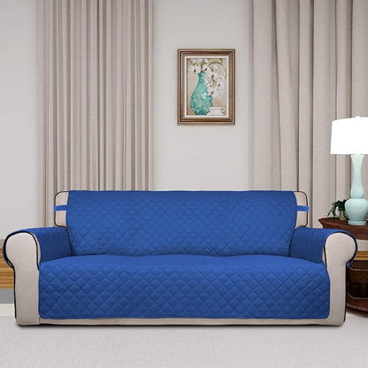 PureFit Reversible Quilted Sofa Cover, Water Resistant Slipcover Furniture Protector, Washable Couch Cover with Non Slip Foam and Elastic Straps for Kids, Pets (X Large, Classic Blue/Ivory)