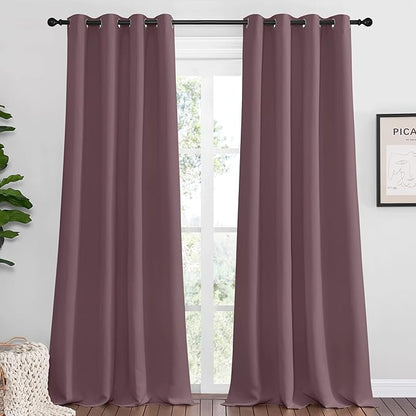 NICETOWN Dry Rose Blackout Curtains 90" Long for Office, 55" Wide, 2 Pieces, Dining Room, Guest Room, Sound Reducing Heat and Cold Block Curtain Panels for Modern Room Decorative