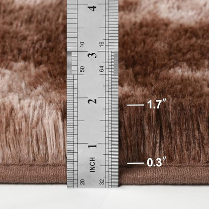 Deerhoo Large Shag Area Rugs 8 x 10, Tie-Dyed Plush Fuzzy Rugs for Living Room, Ultra Soft Fluffy Furry Rug for Bedroom, Indoor Carpet Nursery Rugs for Kids Room Home Decor, Coffee