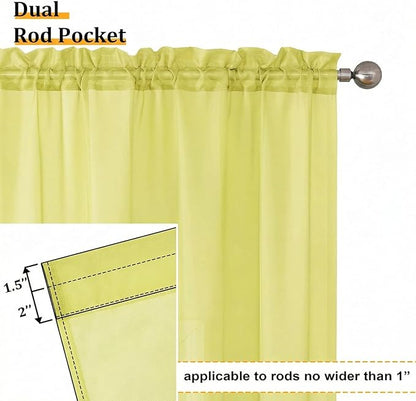 Aiyufeng Lemon Sheer Curtains 63 Inch Length 2 Panels Set for Living Room, Light Filtering Lemon Window Sheers Drapes for Bedroom, Each 42" W x 63" L